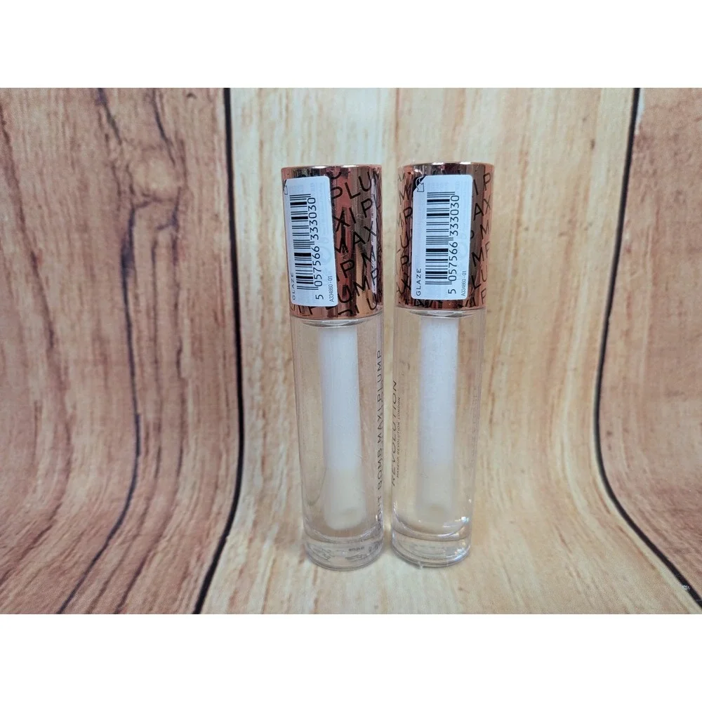 2 Pk Makeup Revolution Pout Bomb Maxi Plump Lip Gloss Clear with Vitamin E